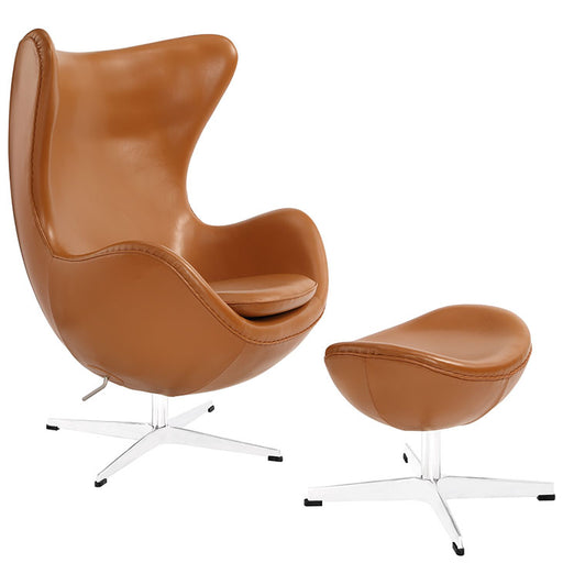 Glove Leather Lounge Chair and Ottoman 1278-TER