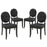 Button Dining Side Chair Set of 4 1280-BLK