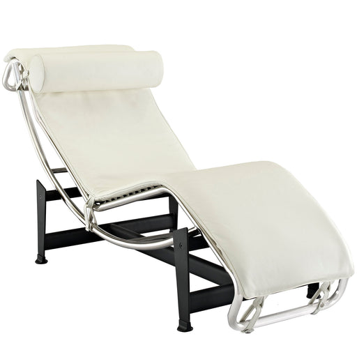 Charles Leather Chaise Lounge 129-WHI