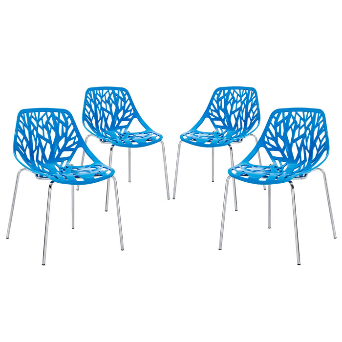 Stencil Dining Side Chair Set of 4 1318-BLU