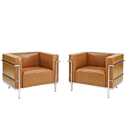 Charles Grande Armchairs Leather Set Of 2 1331-TAN