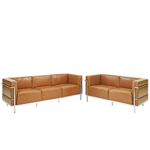 Charles Grande Sofa and  Loveseat Leather Set Of 2 1334-TAN