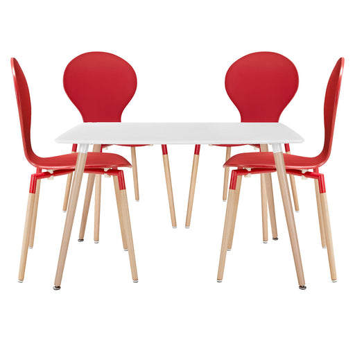 Path Dining Chairs and Table Set of 5 1371-RED