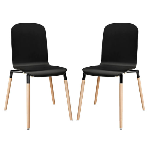 Stack Dining Chairs Wood Set of 2 1372-BLK