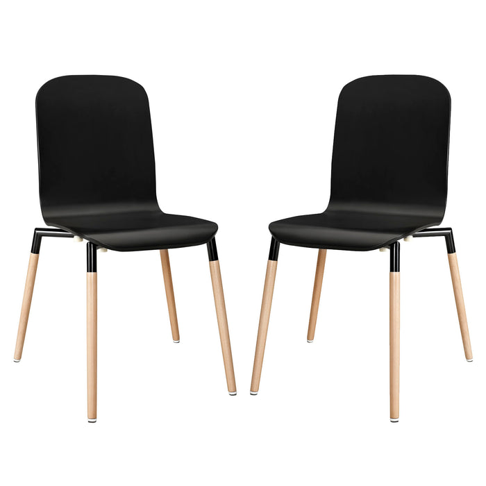 Stack Dining Chairs Wood Set of 2 1372-BLK