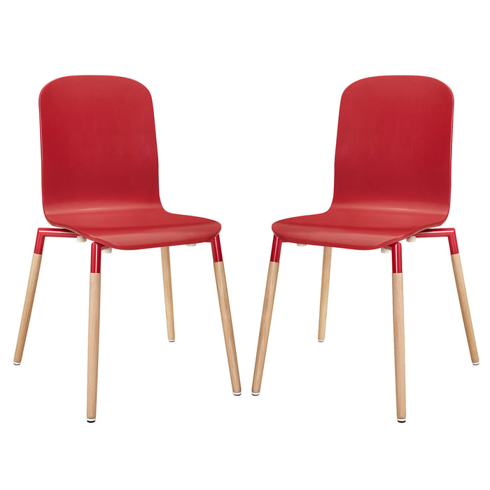 Stack Dining Chairs Wood Set of 2 1372-RED