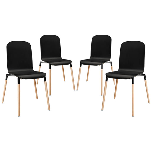 Stack Dining Chairs Wood Set of 4 1373-BLK