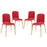 Stack Dining Chairs Wood Set of 4 1373-RED