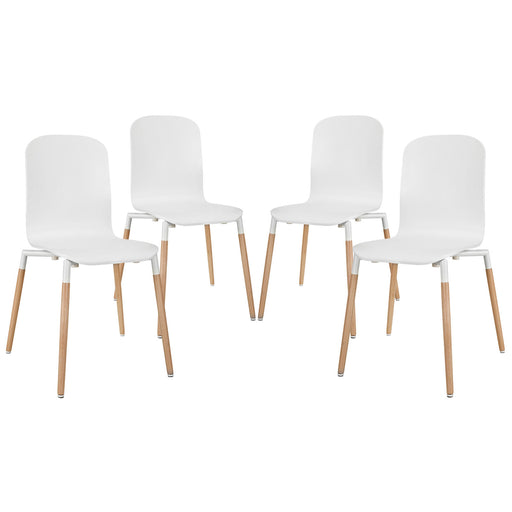 Stack Dining Chairs Wood Set of 4 1373-WHI