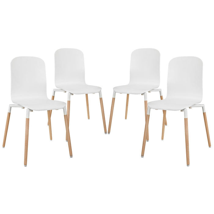 Stack Dining Chairs Wood Set of 4 1373-WHI