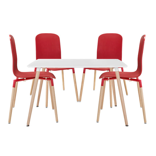 Stack Dining Chairs and Table Wood Set of 5 1375-RED