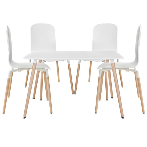 Stack Dining Chairs and Table Wood Set of 5 1375-WHI