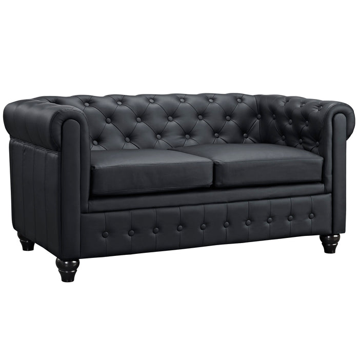 Earl Upholstered Vinyl Loveseat 1411-BLK