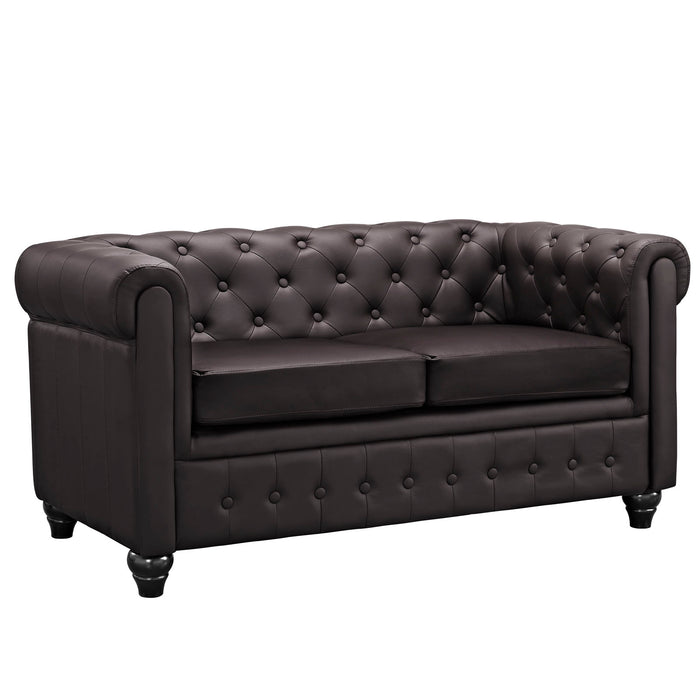 Earl Upholstered Vinyl Loveseat 1411-BRN