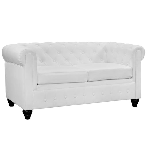 Earl Upholstered Vinyl Loveseat 1411-WHI