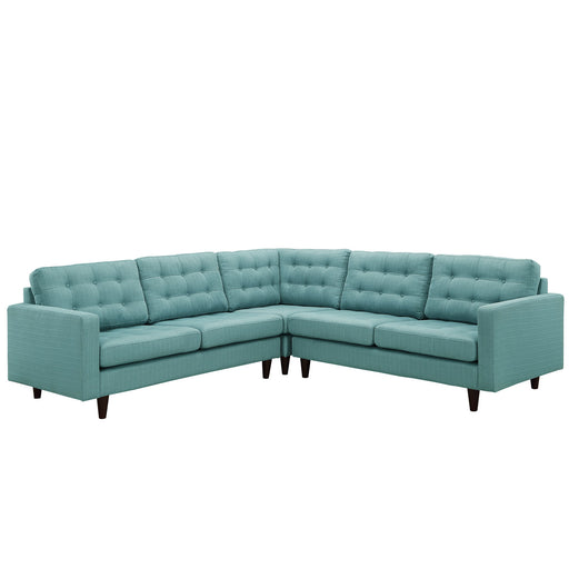 Empress 3 Piece Upholstered Fabric Sectional Sofa Set 1417-LAG