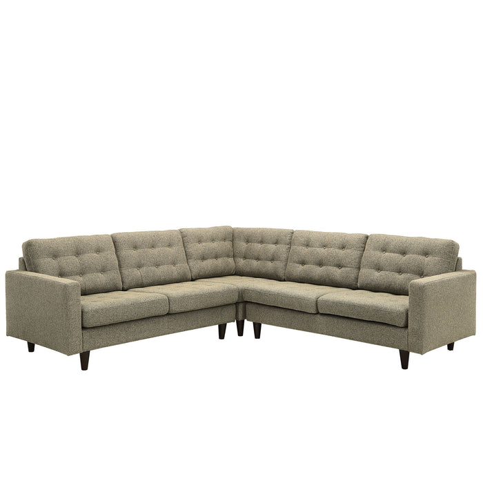 Empress 3 Piece Upholstered Fabric Sectional Sofa Set 1417-OAT