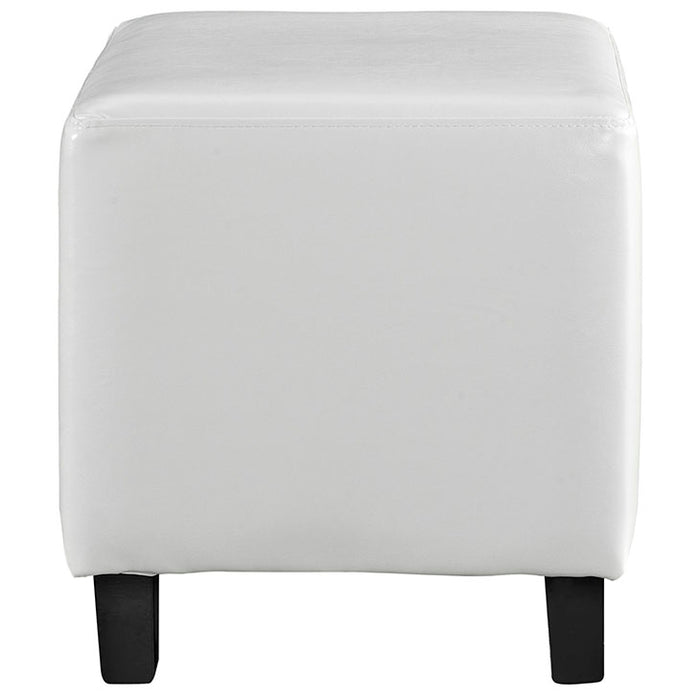 Lodge Upholstered Vinyl Ottoman 1428-WHI