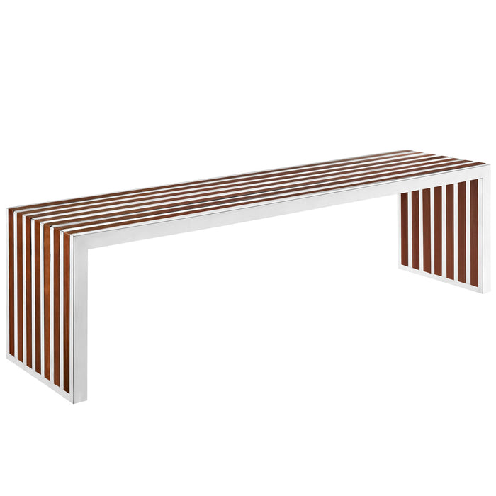 Gridiron Large Wood Inlay Bench 1430-WAL