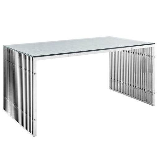 Gridiron Stainless Steel Rectangle Dining Table 1433-SLV