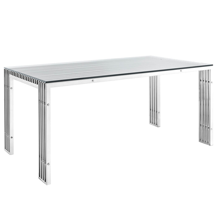 Gridiron Stainless Steel Rectangle Dining Table 1434-SLV