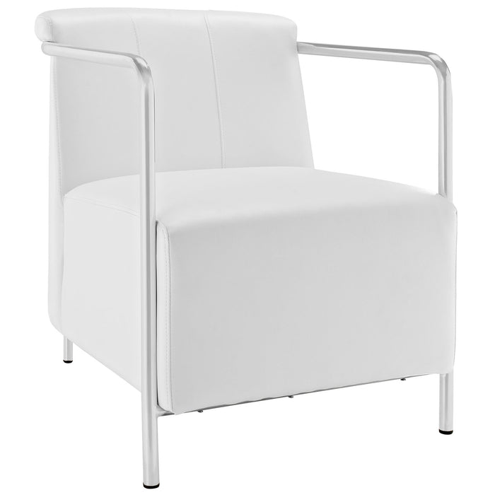 Ebb Upholstered Vinyl Lounge Chair 1439-WHI