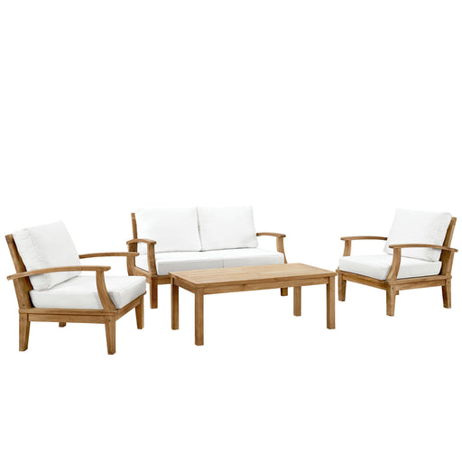 Marina 4 Piece Outdoor Patio Teak Set 1469-NAT-WHI-SET