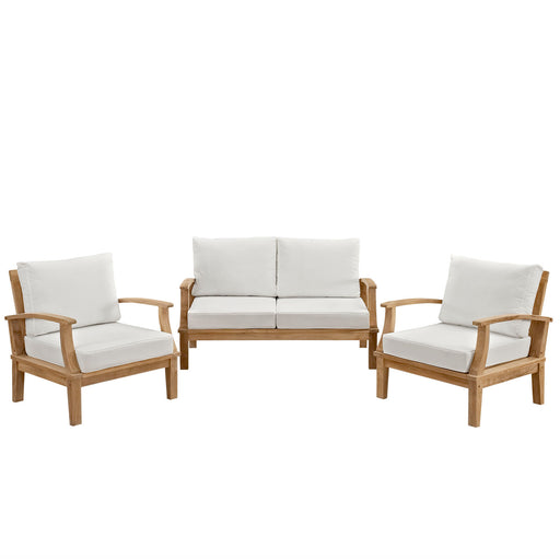 Marina 3 Piece Outdoor Patio Teak Set 1470-NAT-WHI-SET