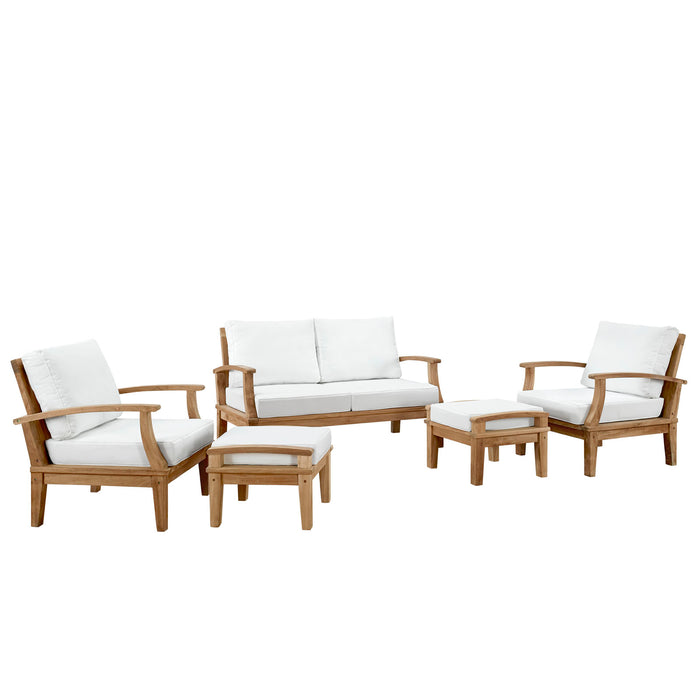 Marina 5 Piece Outdoor Patio Teak Set 1472-NAT-WHI-SET