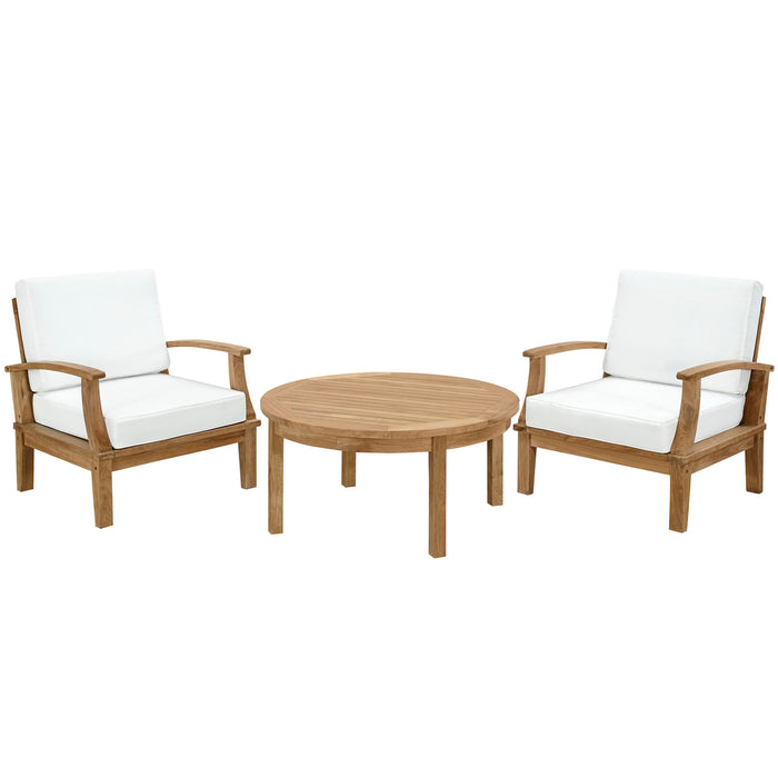 Marina 3 Piece Outdoor Patio Teak Set 1475-NAT-WHI-SET