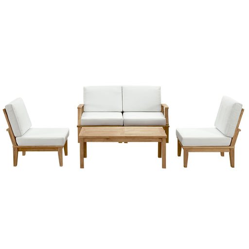 Marina 5 Piece Outdoor Patio Teak Set 1477-NAT-WHI-SET