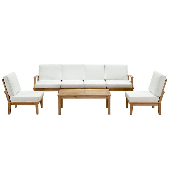 Marina 7 Piece Outdoor Patio Teak Sofa Set 1481-NAT-WHI-SET