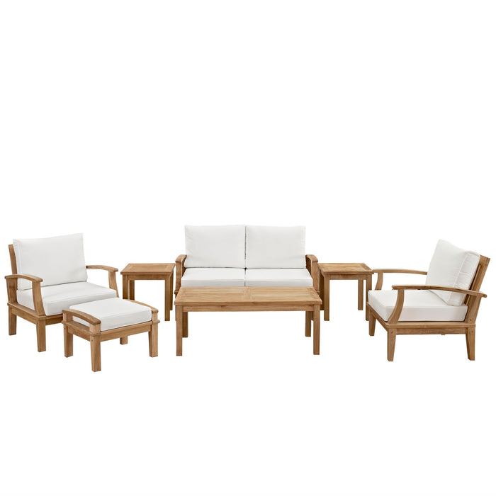 Marina 7 Piece Outdoor Patio Teak Set 1486-NAT-WHI-SET