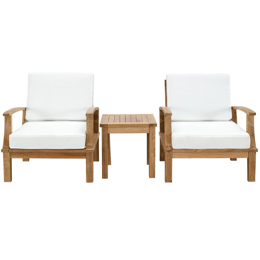 Marina 3 Piece Outdoor Patio Teak Set 1487-NAT-WHI-SET