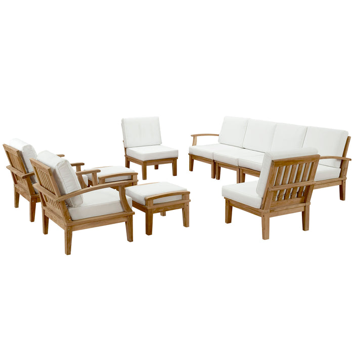 Marina 10 Piece Outdoor Patio Teak Set 1489-NAT-WHI-SET