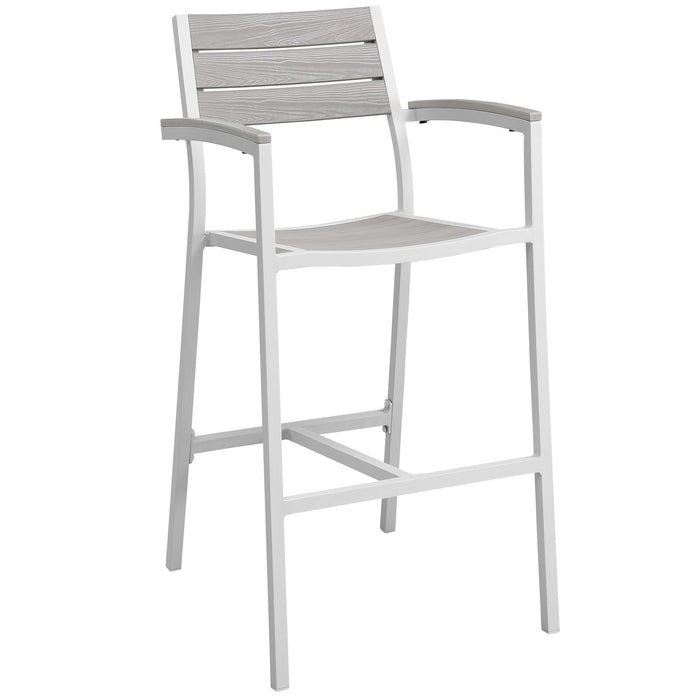 Maine Outdoor Patio Bar Stool 1510-WHI-LGR