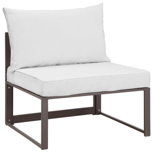 Fortuna Armless Outdoor Patio Sofa 1520-BRN-WHI