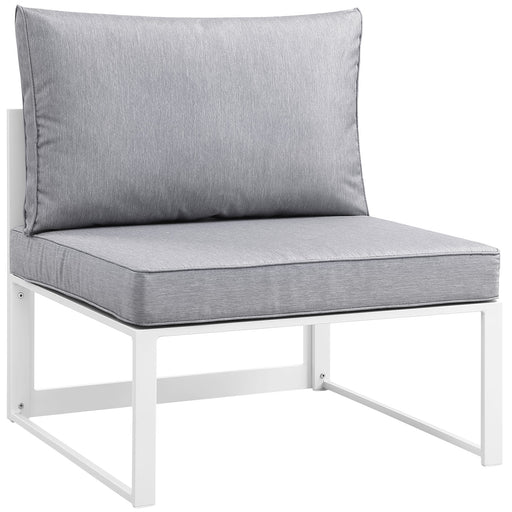 Fortuna Armless Outdoor Patio Sofa 1520-WHI-GRY