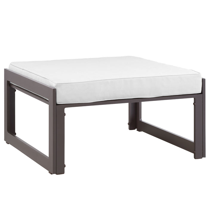 Fortuna Outdoor Patio Ottoman 1521-BRN-WHI