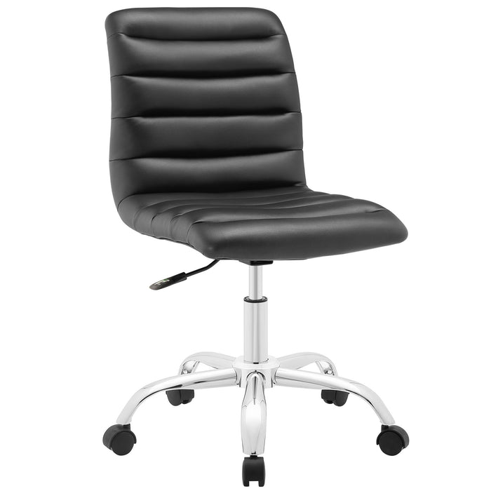 Ripple Armless Mid Back Vinyl Office Chair 1532-BLK