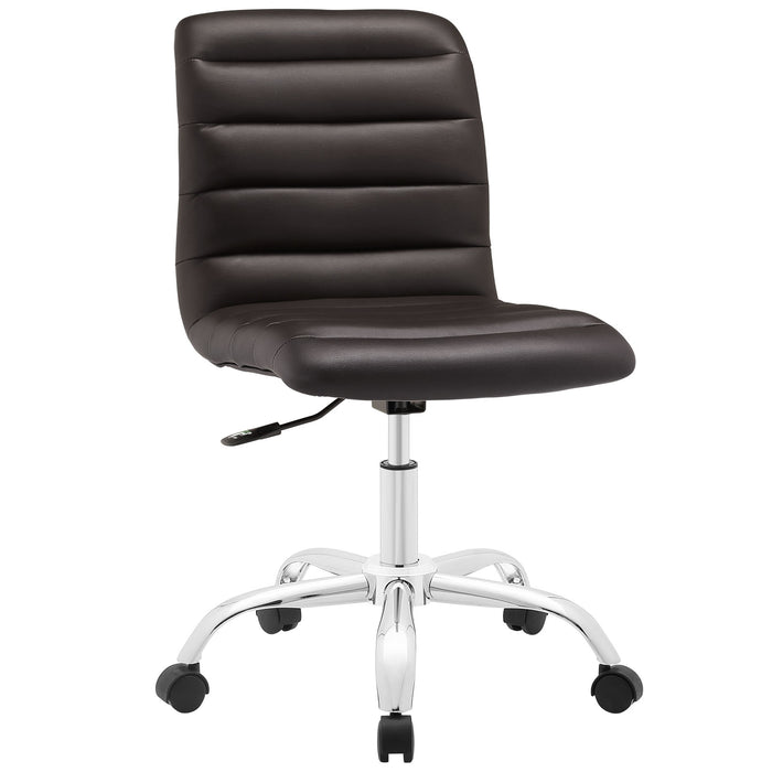 Ripple Armless Mid Back Vinyl Office Chair 1532-BRN