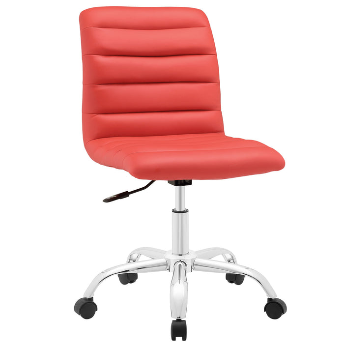 Ripple Armless Mid Back Vinyl Office Chair 1532-RED