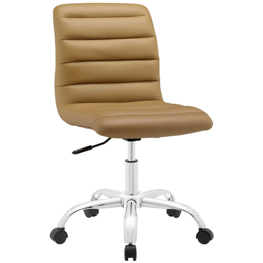 Ripple Armless Mid Back Vinyl Office Chair 1532-TAN