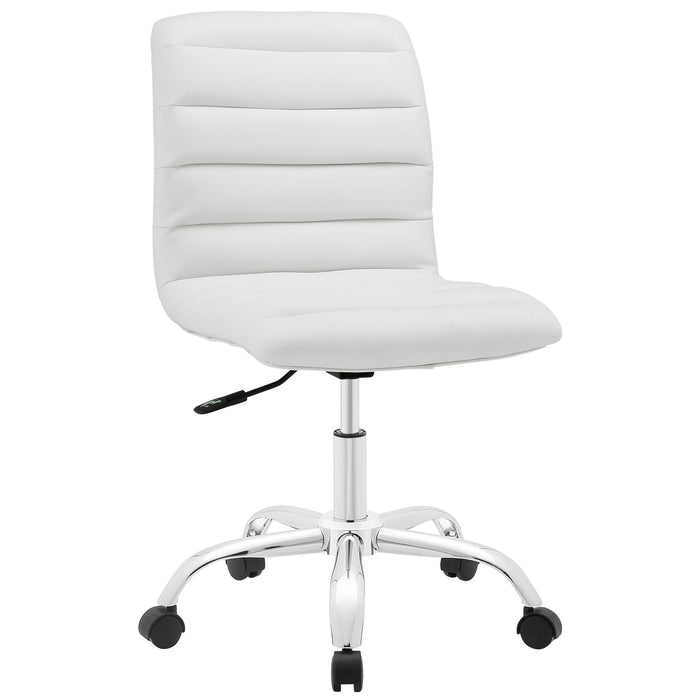 Ripple Armless Mid Back Vinyl Office Chair 1532-WHI