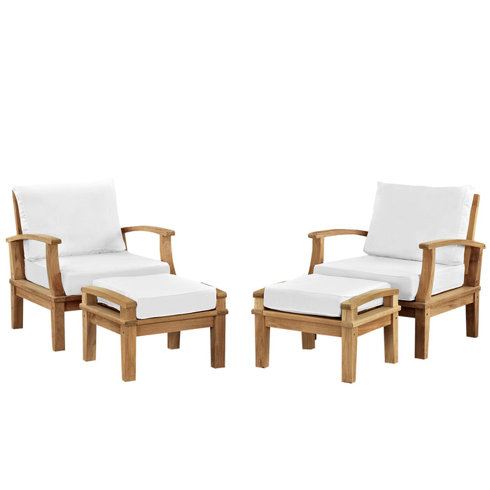 Marina 4 Piece Outdoor Patio Teak Set 1537-NAT-WHI-SET