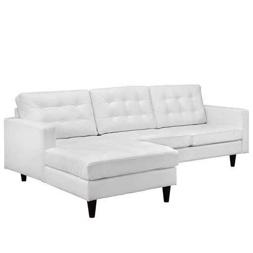 Empress Left-Facing Leather Sectional Sofa 1548-WHI