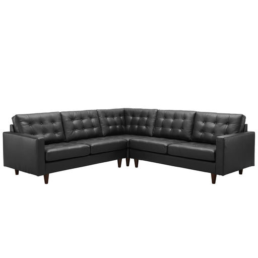 Empress 3 Piece Bonded Leather Sectional Sofa Set 1549-BLK