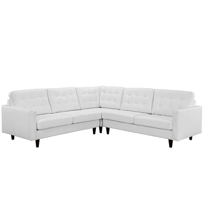 Empress 3 Piece Bonded Leather Sectional Sofa Set 1549-WHI