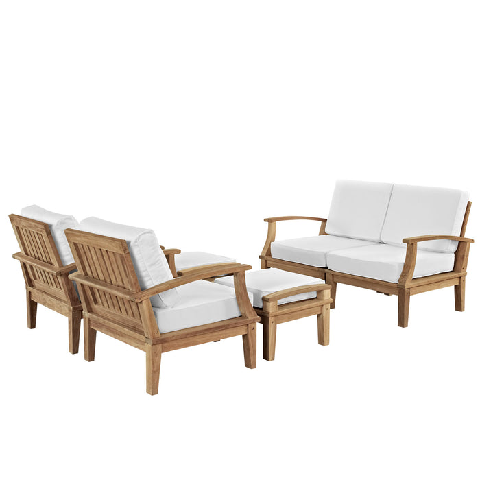 Marina 6 Piece Outdoor Patio Teak Set 1597-NAT-WHI-SET