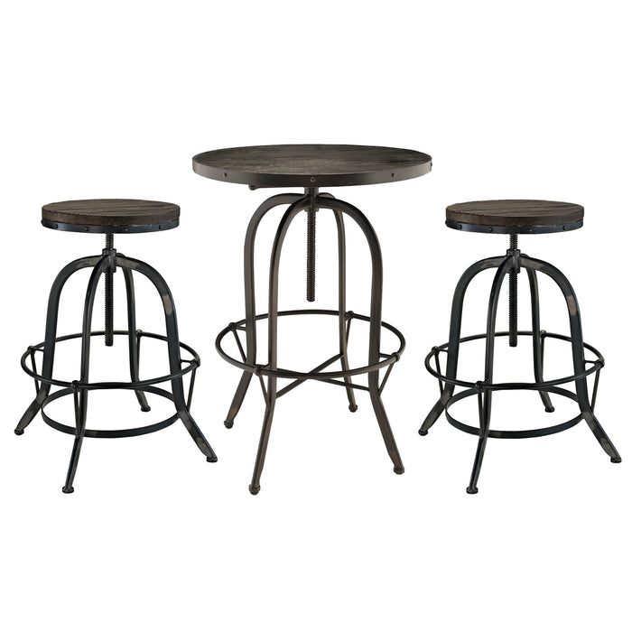 Gather 3 Piece Dining Set 1602-BLK-SET